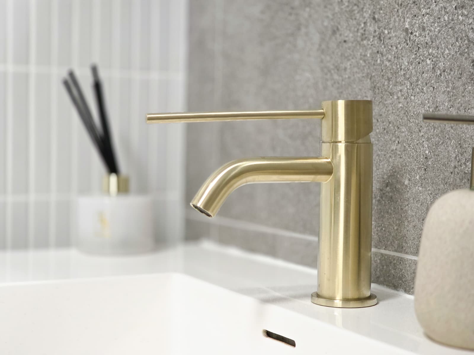 Lever tap in a bathroom