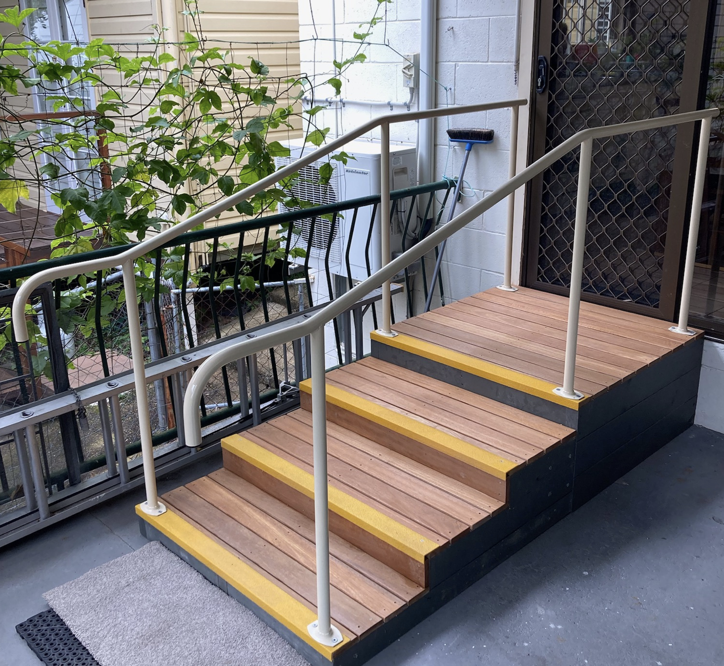 custom built stairs with rails