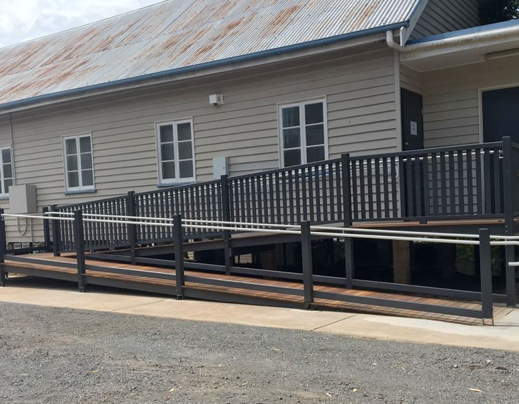 external access ramp with rails